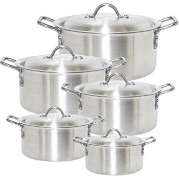 Carina Aluminium Sauce Pot Set Of 5 10 Pieces Including Lid10 Pieces Silver