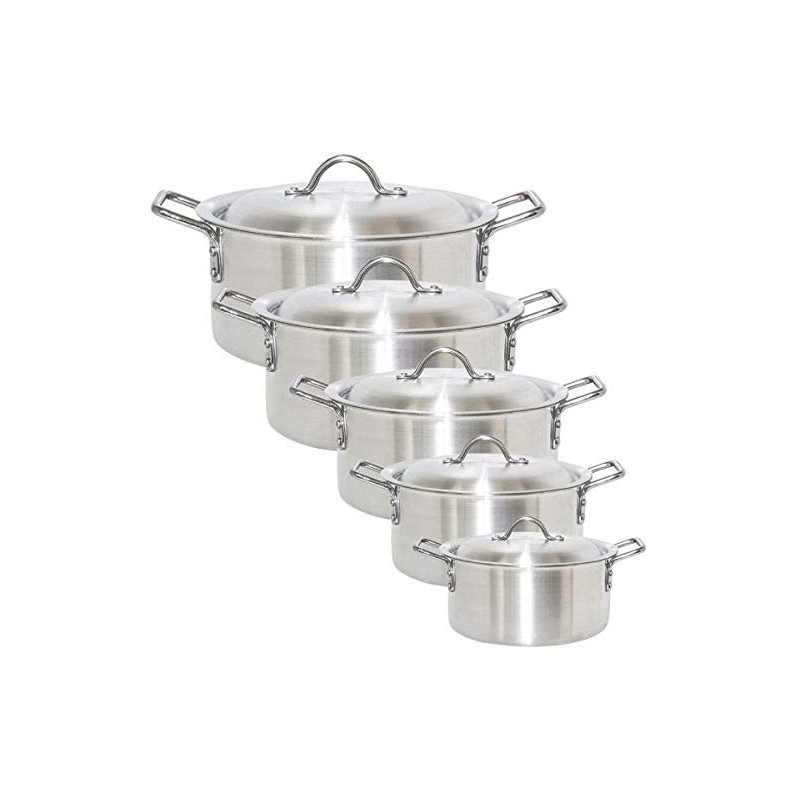 Carina Aluminium Stockpot Set Of 5 10 Pieces Including Lid10 Pieces Silver