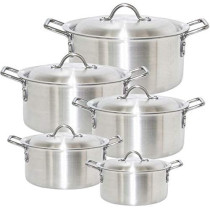 Carina Aluminium Stockpot Set Of 5 10 Pieces Including Lid10 Pieces Silver