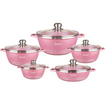 Cookware Set With Granite Material 20Cm24Cm28Cm32Cm Casserole28Cm Shallow Casserole Set Of 10 Pieces10 Pieces Pink