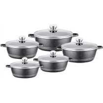 Dessini 10 Piece Non Stick Cookware Set 20 Casserole 24 Casserole 28 Casserole 32 Shallow Casserole 28 Cm Black