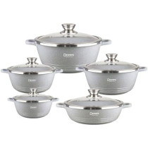 Dessini 10 Piece Granite Coated Cookware Set Grey Small 20 Medium 24 2xLarge 28 Big 32 cm10 PIECES Grey