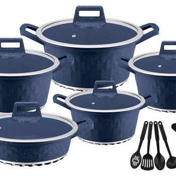 Dessini 12 Piece Granite Cookware Set Indigo12 Pieces Indigo