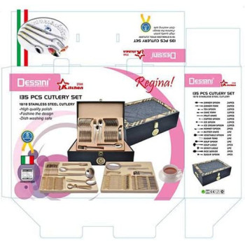 Dessini 135 Piece Stainless Steel Cutlery Set Gold136 Pieces Gold