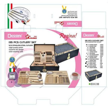 Dessini 135 Piece Stainless Steel Cutlery Set Silvergold142 Pieces Silver&Gold