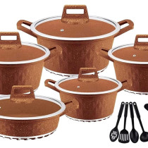 Dessini 17 Piece Granite Cookware Set Brown17 Pieces Brown