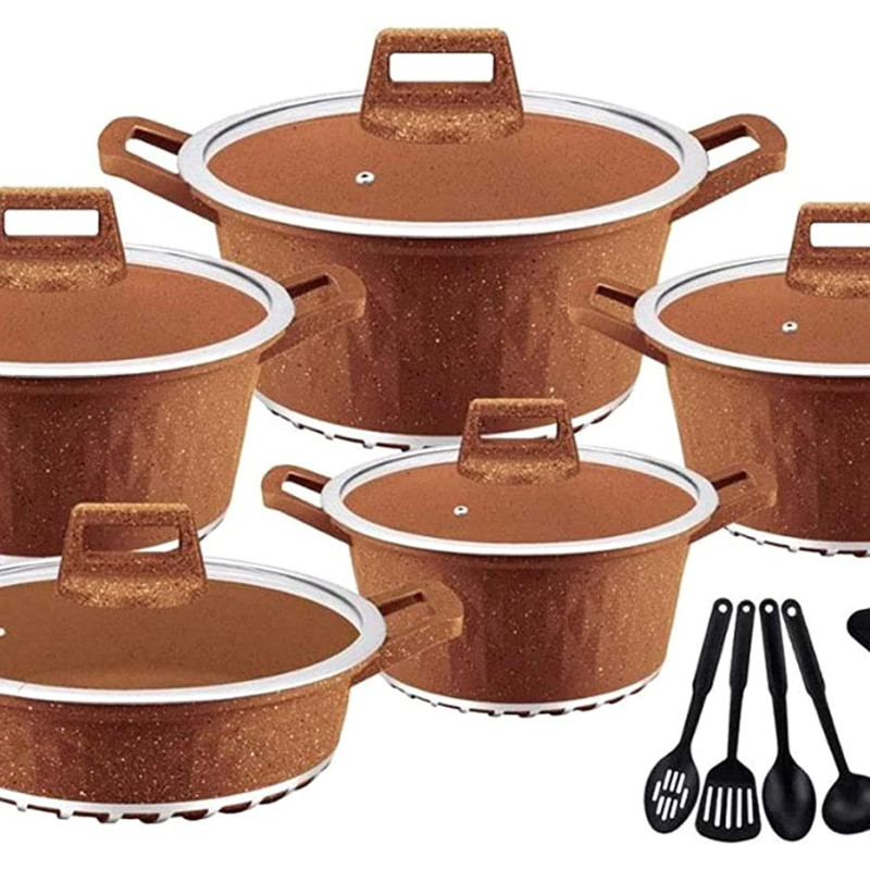 Dessini 17 Piece Granite Cookware Set Brown17 Pieces Brown
