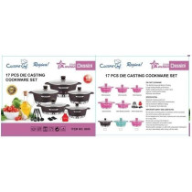 Dessini 17 Piece Die Casting Cookware Set Includes 1Xcasserole With Lid 20Cm 1Xcasserole With Lid 24Cm 1Xcasserole With Lid 28Cm