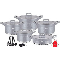 Dessini 17 Piece Granite Cookware Set Grey 20 24 28 32cm