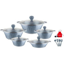 Dessini 17 Piece Granite Cookware Set Includes 1xCasserole With Lid 20cm 1xCsserole With Lid 24cm 1xCasserole With Lid 28cm
