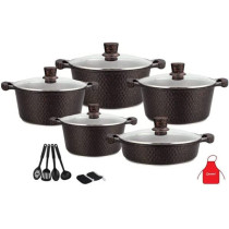 Dessini 17 Piece Granite Cookware Set Includes 1xCasserole With Lid 20cm 1xCsserole With Lid 24cm 1xCasserole With Lid 28cm