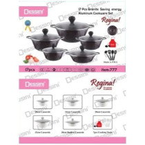 Dessini 17 Piece Granite Saving Energy Aluminum Cookware Set Includes 1Xcasserole With Lid 20Cm 1Xcasserole With Lid 24Cm