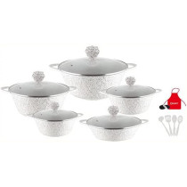 Dessini 17 Piece Granite Saving Energy Aluminum Cookware Set Includes 1Xcasserole With Lid 20Cm 1Xcasserole With Lid 24Cm