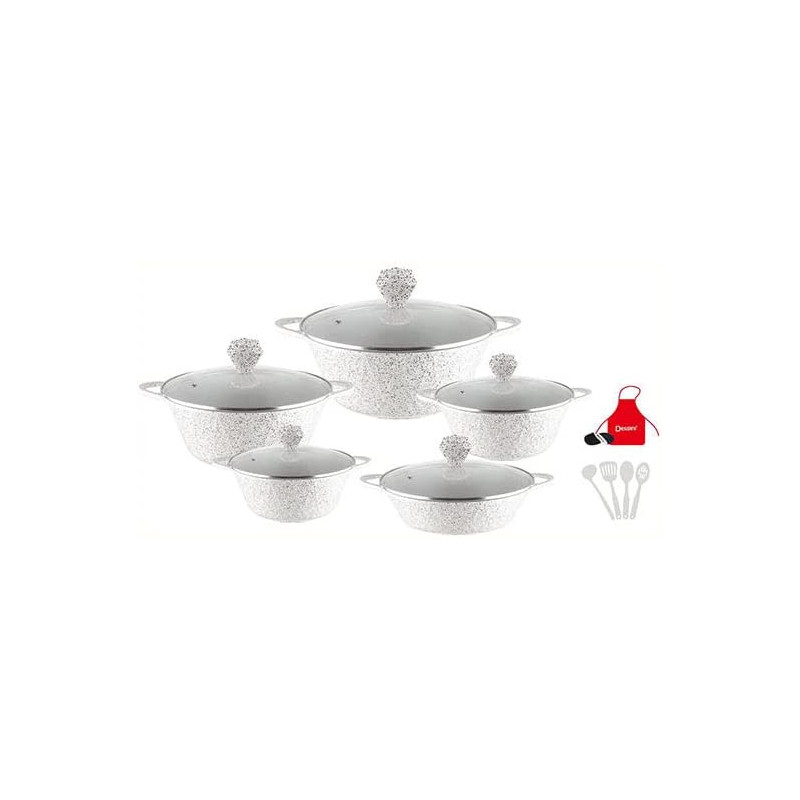 Dessini 17 Piece Granite Saving Energy Aluminum Cookware Set Includes 1Xcasserole With Lid 20Cm 1Xcasserole With Lid 24Cm
