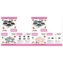 Dessini 17 Pieces Granite Cookware Set Includes Casserole With Lid 24cm Shallow Casserole 7xCooking Tools Pink Clear 32cm