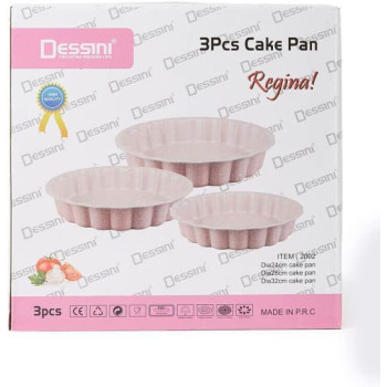 Dessini 3 Piece Granite Cake Pan Set Brown Small 24 Medium 28 Big 32 Cm