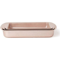 Dessini 3 Pieces Granite Square Pan Set, Beige, Small Pan 32X22, Medium Pan 35X25, Large Pan 38X28 Cm