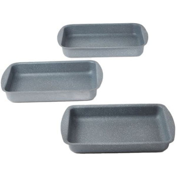 Dessini 3 Pieces Granite Square Pan Set Grey Square Pan 1 33X22 Square Pan 2 35X25 Square Pan 3 38X28 Cm