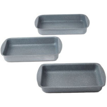 Dessini 3 Pieces Granite Square Pan Set Grey Square Pan 1 33X22 Square Pan 2 35X25 Square Pan 3 38X28 Cm