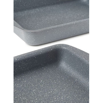 Dessini 3 Pieces Granite Square Pan Set Grey Square Pan 1 33X22 Square Pan 2 35X25 Square Pan 3 38X28 Cm
