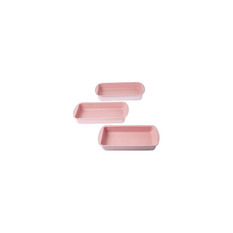 Dessini 3 Pieces Granite Square Pan Set Pink Square Pan 1 33X22 Square Pan 2 35X25 Square Pan 3 38X28 Cm