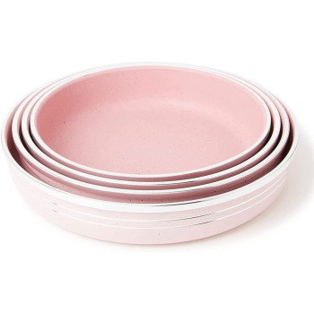 Dessini 4 Piece Non Stick Bakeware Set Includes 1Xpan 24Cm 1Xpan 26Cm 1Xpan 28Cm 1Xpan Light Pink Silver 30Cm