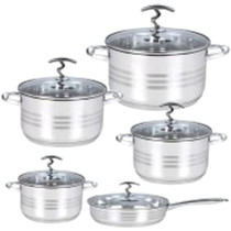 Dessini 5 Piece Stainless Steel Casserole Set Silver Clear Silver