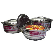 Dessini 6 Piece Sturdy And Durable Unique Designed Easy To Handle Stainless Steel Hot Pot With Lid Silver Bigxmediumxsmall