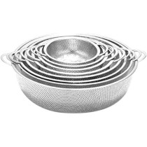 Dessini 6 Piece Strainers And Colanders With Handle Set Includes 6Xstrainer 16.5 Cm 19.5 Cm 22.5Cm 25.5Cm 28.5 Cm 31.5 Cm Silver