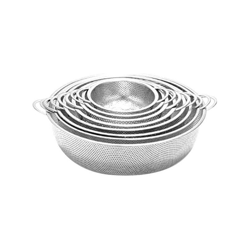 Dessini 6 Piece Strainers And Colanders With Handle Set Includes 6Xstrainer 16.5 Cm 19.5 Cm 22.5Cm 25.5Cm 28.5 Cm 31.5 Cm Silver