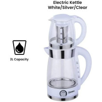 Dessini Electric Kettle 2L With Tea Pot 2 L Dtm7007 White Silver Clear