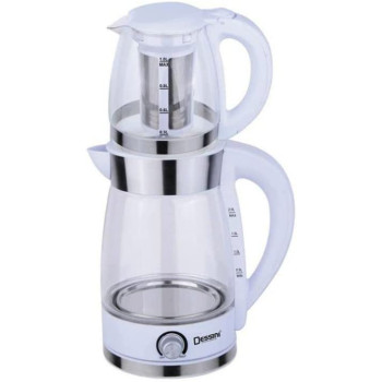 Dessini Electric Kettle 2L With Tea Pot 2 L Dtm7007 White Silver Clear