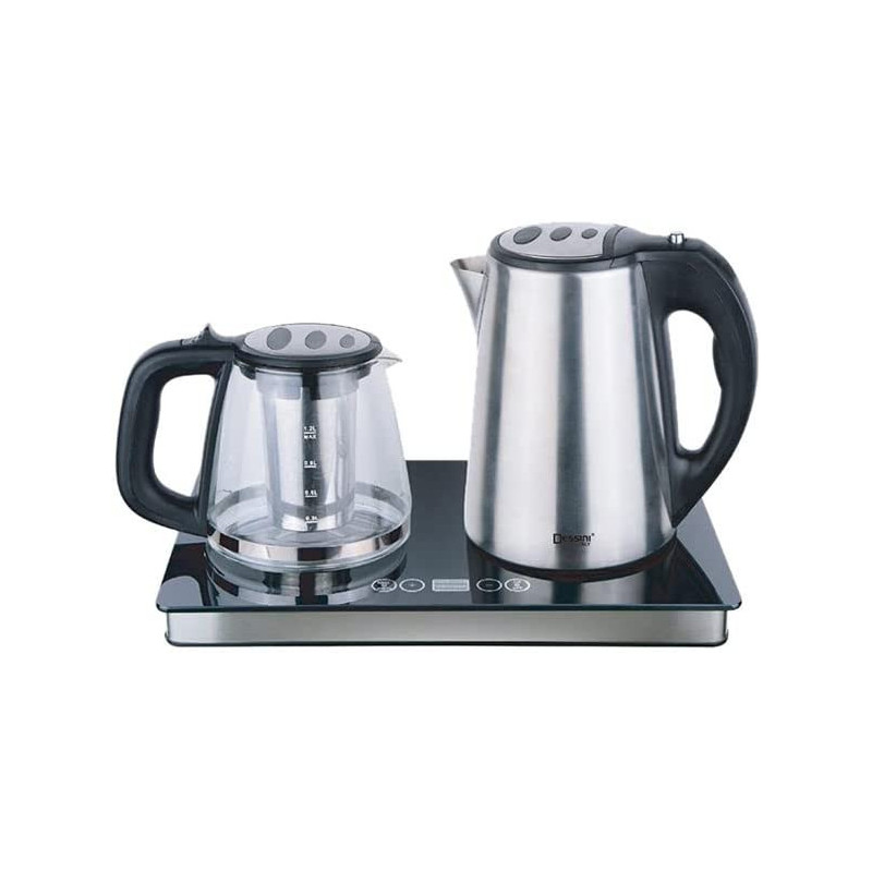 Dessini Electric Kettle With Tea Pot 1.2 L Dtm9009 Black Clear Silver