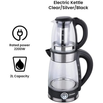 Dessini Electric Kettle With Tea Pot 2 L 2200 W Dtm7007 Clear Silver Black