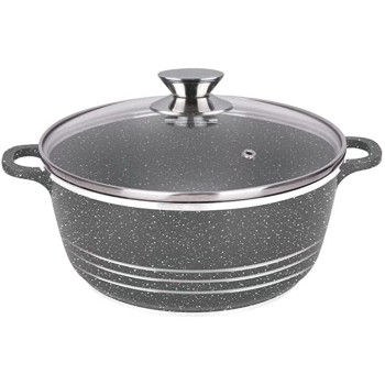 Dessini Granite Casserole Pot Grey Clear Silver 36cm