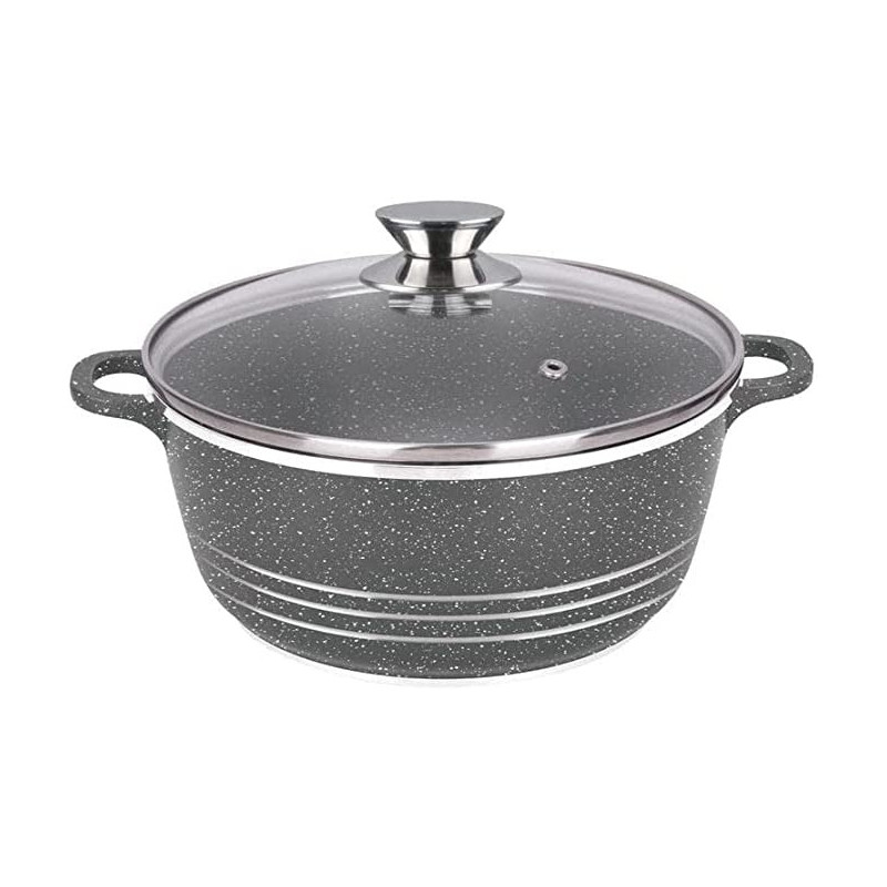Dessini Granite Non Stick Casserole Pot With Lid Multicolor 24Centimeter