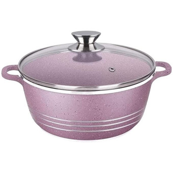 Dessini Granite Non Stick Casserole Pot With Lid Pink 36centimeter