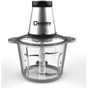 Dessini Low Noise Electric Glass Food Chopper Or Grinder With Detachable Bowl And 800W 6 Leaf 420 Stainless Steel Sharp Blades
