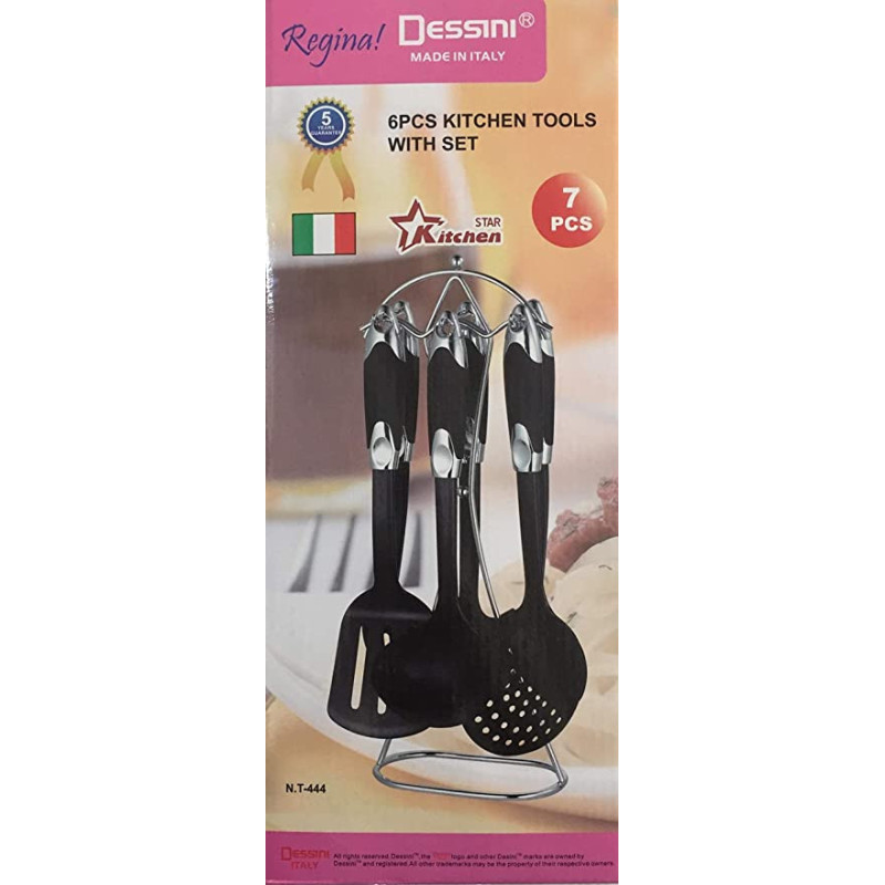 Dessini Regina 6 Pcs Nylon Kitchen Tool Set With Stainless Steel Holder N.T 444