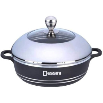 Dessini Teflon Casserole With Lid Blue Silver 32Cm
