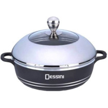 Dessini Teflon Casserole With Lid Blue Silver 32Cm