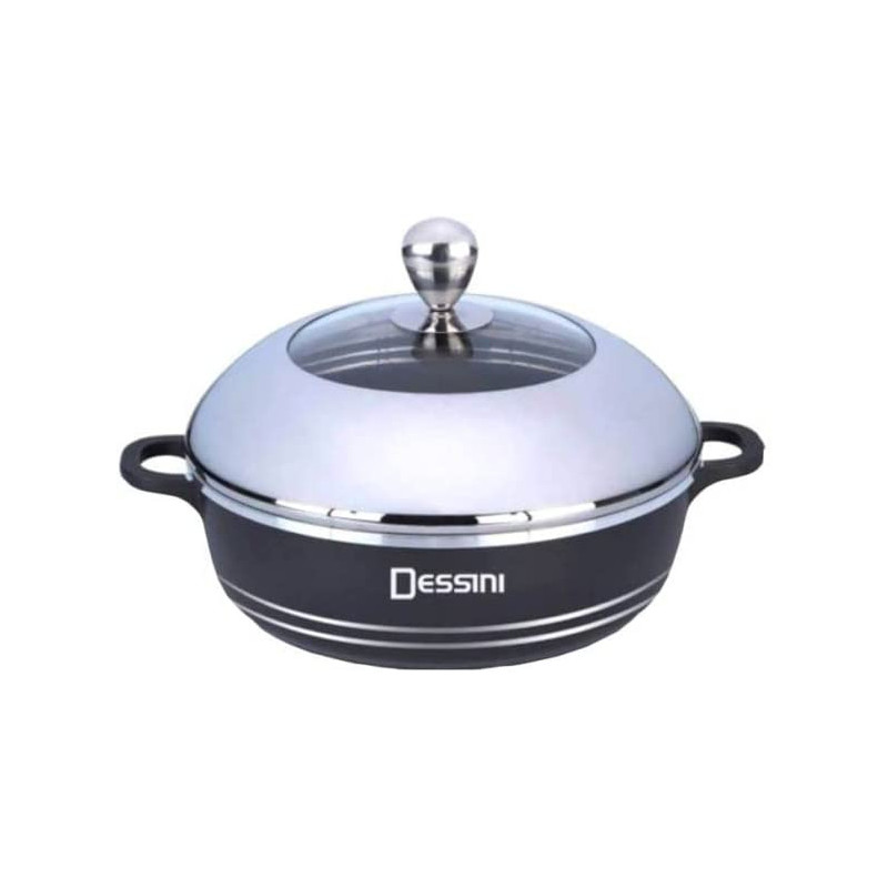 Dessini Teflon Casserole With Lid Blue Silver 32Cm