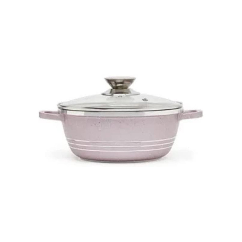 Dessini Versatile Efficient Non Stick Casserole Pot Purple Clear Silver 24Centimeter