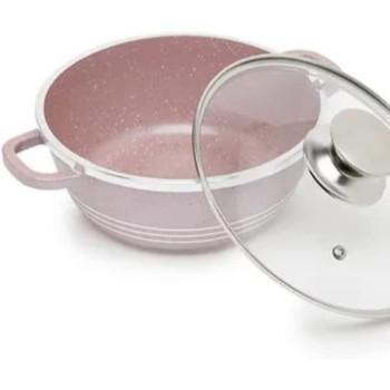Dessini Versatile Efficient Non Stick Casserole Pot Purple Clear Silver 24Centimeter