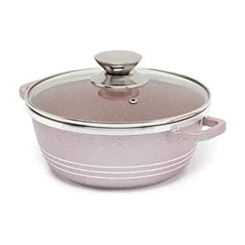 Dessini Versatile Efficient Non Stick Casserole Pot Purple Clear Silver 24Centimeter