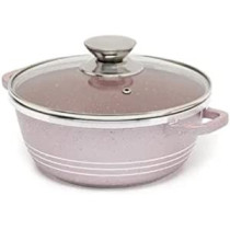 Dessini Versatile Efficient Non Stick Casserole Pot Purple Clear Silver 24Centimeter