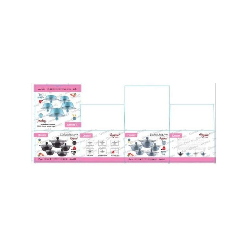 Dessini Granite Cookware Dessini 17 Piece Granite Saving Energy Aluminum Cookware Set Includes 20 X24 X28 X 32Cm