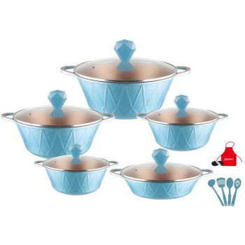 Dessini Granite Cookware Dessini 17 Piece Granite Saving Energy Aluminum Cookware Set Includes 20 X24 X28 X 32Cm