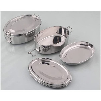 Taj Stainless Steel Lunch Box 15Cm- Bento Box Multifunctional-Containers Lunch Box Containers With 2 Compartments Tiffin Box 1Pc