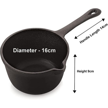 Ayda Pre Seasoned Cast Iron Sauce Pan (15Cm/1Liter)